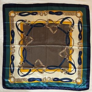 R-2230- Women's Scarf Orange Cream And Blue Colors NWT